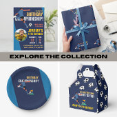 Blue Stylish Soccer Birthday Party Championship Serviette