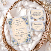 Soft Blue Blueberry Baby Shower Einladung