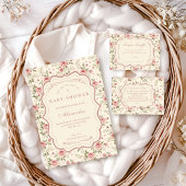 Soft Blush Floral Heirloom Baby Shower Einladung