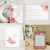 Custom Boho Pink Orange Floral Chic Custom Wedding Programm