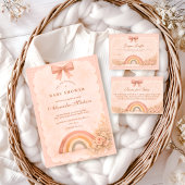 Soft Pastel Boho Rainbow Baby Shower Einladung