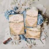 Soft Pastel Countryside Meadow Wedding Einladung