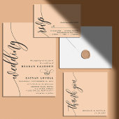 Soft Peach Minimalistisch Script Wedding Dankeskarte