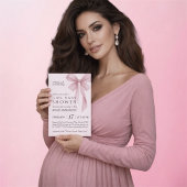 Soft Pink Bow Girl Baby Shower Weinetikett