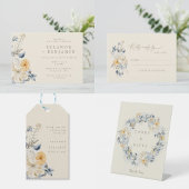 Simple Soft Blue Floral Minimalist Wedding  RSVP Karte