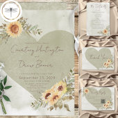 Soft Sunflowers Boho Heart Wedding Save The Date