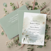 Grüne Hochzeit von weichfarbenem Wasserfarben Einladung (Personalisieren Sie die Kollektion dieses unabhängigen Creators. Test)