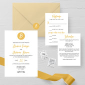Solid Golden Monogram Wedding Einladung
