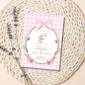 Gingham-Windel-Raffle mit rosa Schleife, Hasen-Bab Begleitkarte