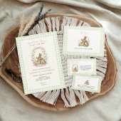 Vintage-Hasen-Gingham-Windel-Raffle Begleitkarte