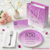 Vibrant 30th Birthday Pink Glitter Frosted Heart Save The Date