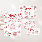 Special Delivery Whimsical Red Bow Baby Shower Runder Aufkleber