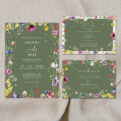Spring Boho Chic Colorful Wildflower Wedding  Begleitkarte