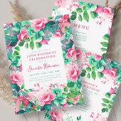 Spring Watercolor Floral 30 Birthday Programm Menü