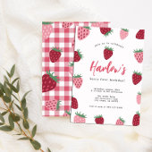 Gingham Pink & Red Strawberry Berry Pappteller