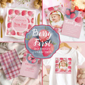 Chic Strawberry Red & Pink 1st Birthday  Banner