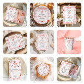 Strawberry Pink Gingham 1. Geburtstag Pappteller
