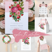 Elegantes Erdbeeren und Peonies Brautparty UAwg All In One Einladung