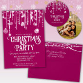Pink White String Lights Weihnachtskarte Einladung