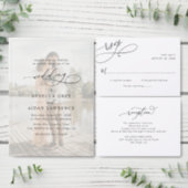 Einfache Schwarz-Weiß-Overlay-Foto-Hochzeit Einladung (Personalisiere diese Kollektion eines unabhängigen Creators.)