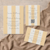 Yellow and Off-White Cabana Stripes Wedding Einladung (Personalisiere diese Kollektion eines unabhängigen Creators.)