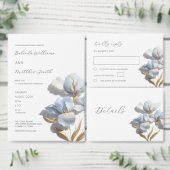 Stylized Blue Gold Lily Bas Relief Flower RSVP Karte (Personalisiere diese Kollektion eines unabhängigen Creators.)