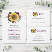 Sonnenblumen Lila Rose Pflaume Save the Date Ankündigungspostkarte (Personalisiere diese Kollektion eines unabhängigen Creators.)