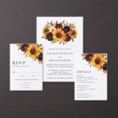Sonnenblumen Rose Rustic Fall Probe Abendessen Gol Folieneinladung (Personalisiere diese Kollektion eines unabhängigen Creators.)