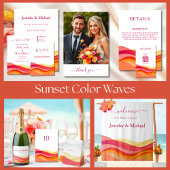 Sunset Color Waves Wedding Fan Program Fächer