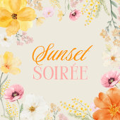 Sonnenuntergangs-Soirée Elegante Blumen Orange, Pi Pappteller