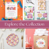 Moderne Sonnen & Regenbogen 1. Geburtstag Geschenkpapier Set