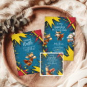 Superhero Animals Boy Baby Shower Diapper Raffle Begleitkarte