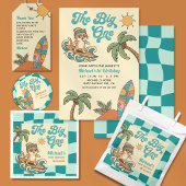 Blau kariertes Muster Groovy Retro Serviette