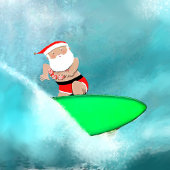 Funny Christmas Beach Surfing Feiertagskarte