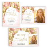 Balloon Arch Pink und Gold Sweet 16 Party Willkomm Poster