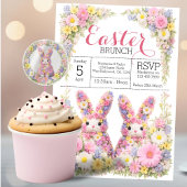Sweet Flower Bunny Rabbit Easter Egg Hunt Lunch Einladung