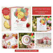 Rote Gingham Süße Früchte Kinderparty Satinband