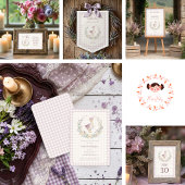 Lavender Gingham Goose Envelope Seal LPM26 Quadratischer Aufkleber