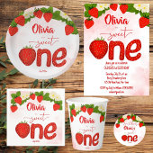 Sweet one Erdbeere Geburtstagsparty gedruckt Pappteller