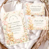 Süßer Teddybär Blumenwindel-Raffle Begleitkarte