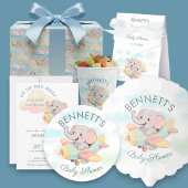 Watercolor Elephant Airplane Boy Invitation Postkarte