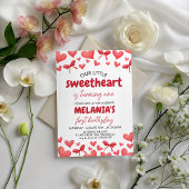 Sweetheart First Birthday Invitation with Hearts Einladung