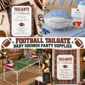 Braunes Gingham-Fußball-Tailgate-Baby-Shower Pappteller
