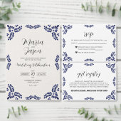 Mexican Talavera Black Floral Minimalist Wedding Dankeskarte (Personalisiere diese Kollektion eines unabhängigen Creators.)