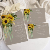 Elegante Sonnenblume Eucalyptus Taupe Wedding Tischnummer