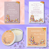 Peach Floral Tea Party Bridal Shower Favor  Runder Aufkleber