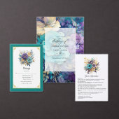 Aquamarine, Lila und goldene Blumenhochzeit Programm (Personalisiere diese Kollektion eines unabhängigen Creators.)