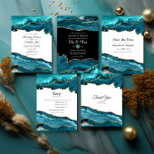 Türkis und Gold Agate Virtual Brautparty Einladung