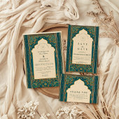 Teal Arch Islamic Wedding Einladung