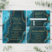 Teal Blue and Gold Agate Wedding Program Programm (Personalisiere diese Kollektion eines unabhängigen Creators.)